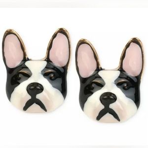 New! BETSEY JOHNSON 3D Sugar Critters Collection French Bulldog Earrings.